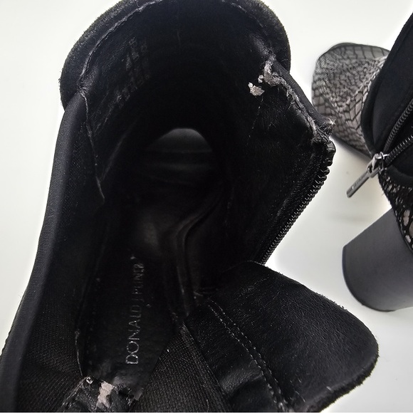 DONALD J. PLINER Irita Pewter Gold Leather Croc Embossed Open Toe Booties sz 9.5 - Picture 11 of 14